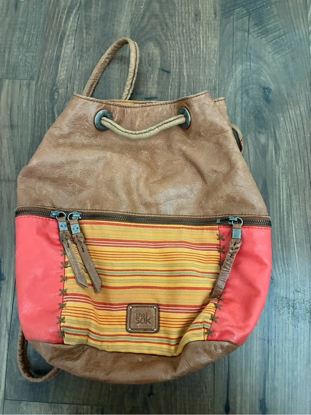 the sak Ventura Convertible Leather Backpack – Striped / Boho